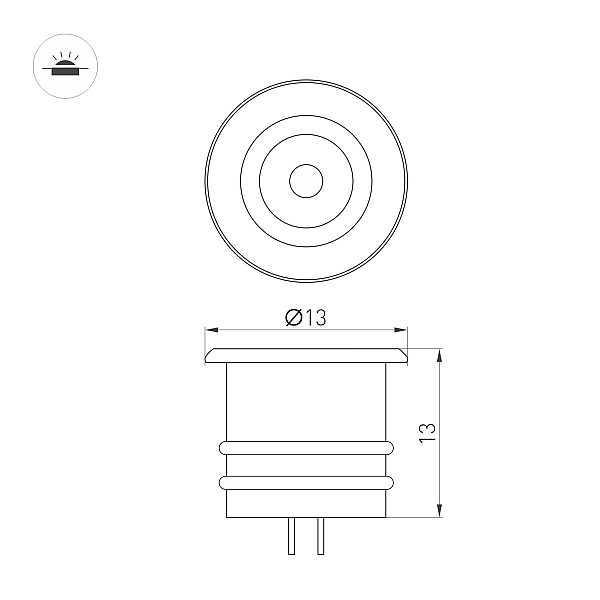 Мебельный светильник Arlight ART-PICCOLO-BUILT-R13-1W Warm3000 (WH, 30 deg, 3V) (IP40 Металл) 061666