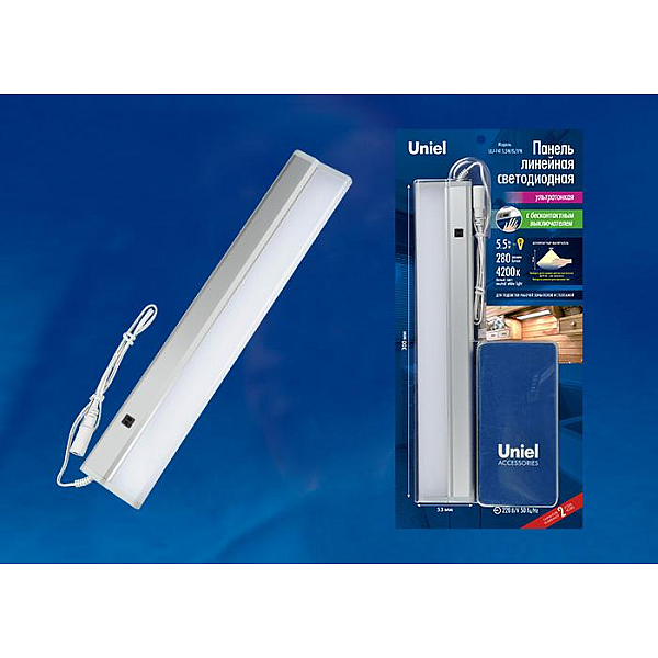 Мебельный светодиодный светильник Uniel ULI-F40-9W/4200K Sensor IP20 Silver UL-00002882