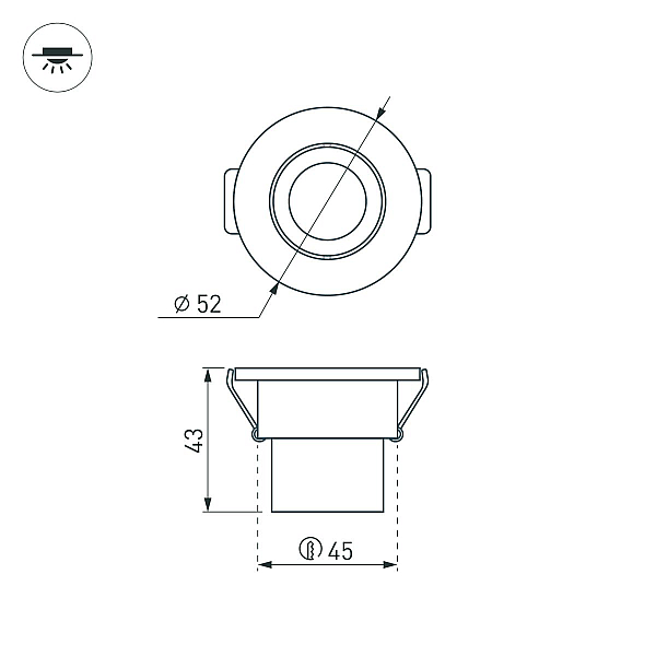 Встраиваемый мебельный светильник Arlight LTM-R52-3W Warm3000 (Белый, 30 deg, 230V) (IP40 Металл) 015393(1)