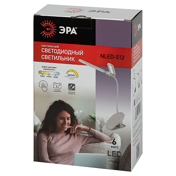 Настольная лампа аккумуляторная ЭРА NLED-512-6W-W Б0057207