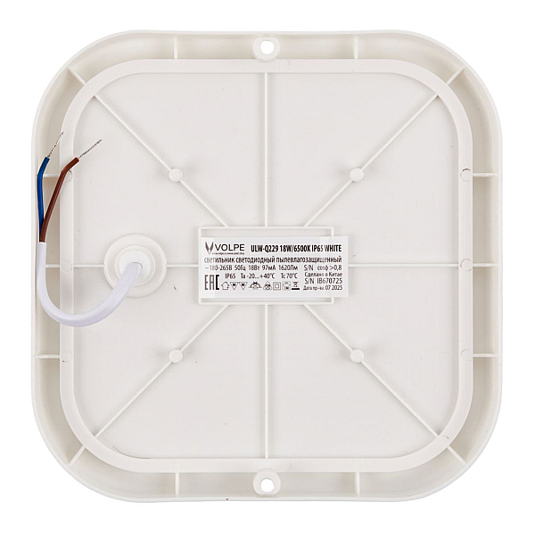 Накладной светильник влагозащищенный Volpe ULW-Q229 18W/6500K IP65 WHITE UL-00013191
