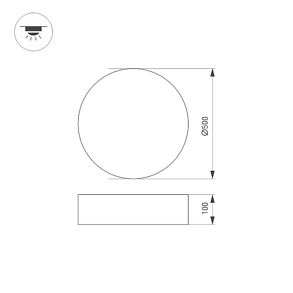 Накладной светодиодный светильник Arlight SP-TOR-PILL-PRISM-R500-35W Warm3000 (BK, 100 deg, 230V) 022999(3)