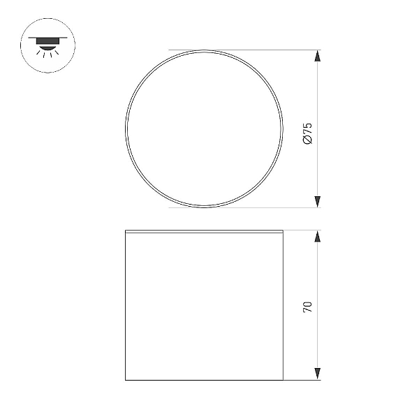 Накладной светодиодный светильник Arlight SP-CYLINDO-R75-7W Warm3000 (WH, 110 deg, 230V) 043955