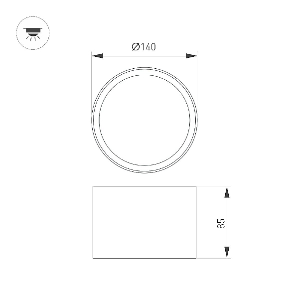 Накладной светильник Arlight SP-BISCOTTO-R140-15W Warm3300-MIX (BK-GD, 80 deg, 230V) 055027