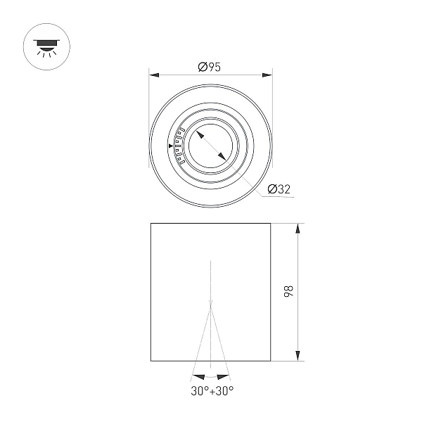 Накладной светильник Arlight SP-ACENTO-R95-10W Warm3000 (WH, 20-45 deg, 230V) 055742