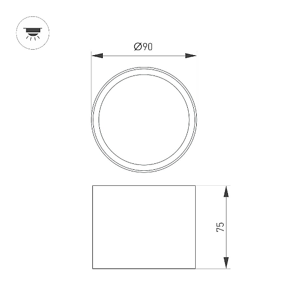 Накладной светильник Arlight SP-BISCOTTO-R90-8W Warm3300-MIX (BK-GD, 80 deg, 230V) 055025