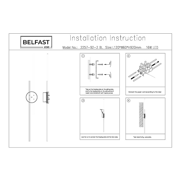 Настенный светильник Belfast Medway 2257-92-2 BL