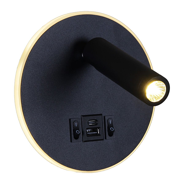 Настенный светодиодный светильник Reluce 86203-9.2-001KT LED12W+USB BK