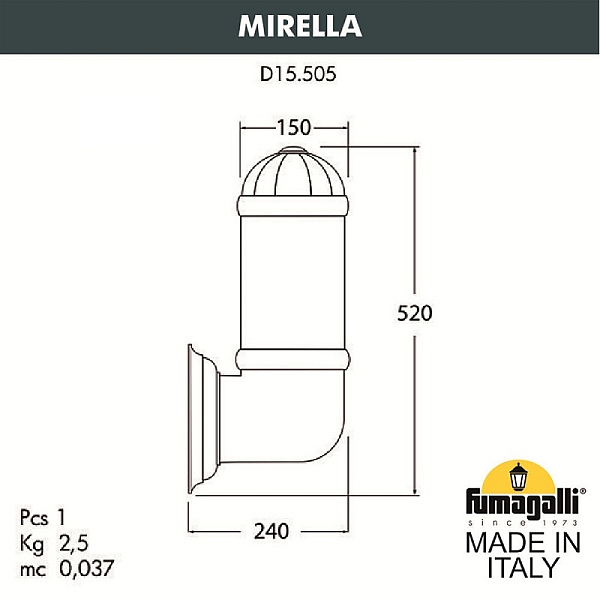 Настенный светильник Fumagalli Sauro D15.505.000.LXF1R.FC1
