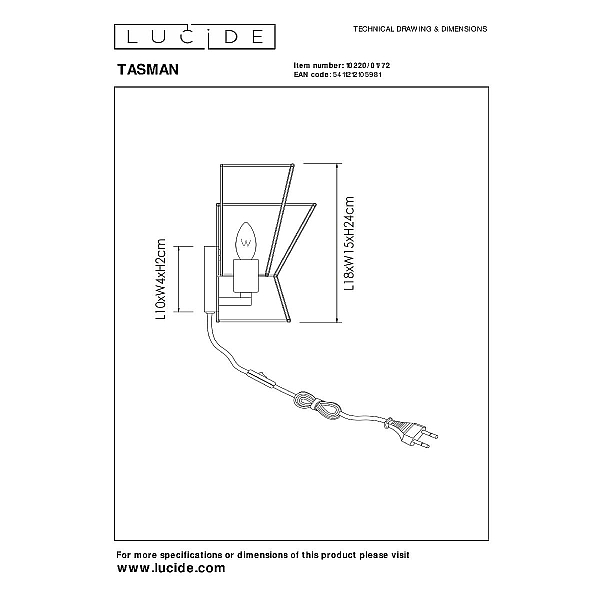 Настенный светильник Lucide Tasman 10220/01/72