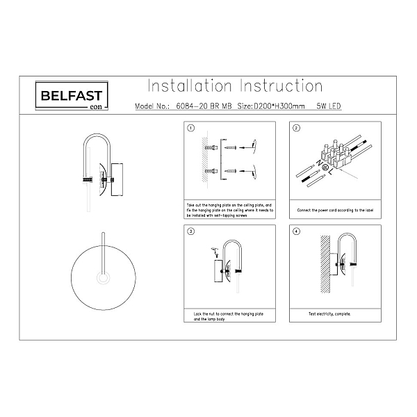 Бра Belfast Ravenhill 6084-20 BL MB