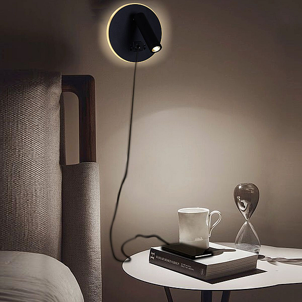 Настенный светодиодный светильник Reluce 86203-9.2-001KT LED12W+USB BK