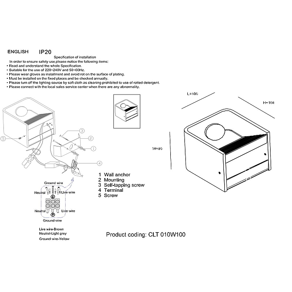 Настенный светодиодный светильник Crystal Lux CLT 010W100 WH