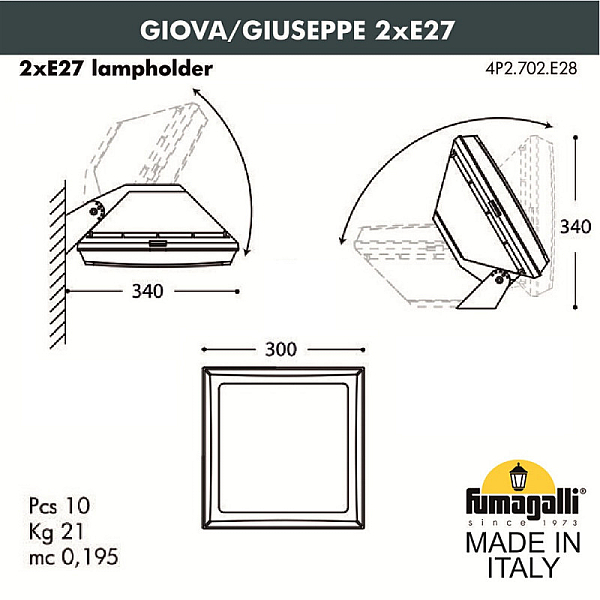 Настенный светильник Fumagalli Guizeppe 4P2.702.000.AYF1R