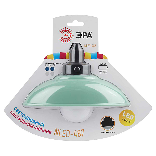 Ночник-светильник на батарейках ЭРА NLED-487-1W-SW-GR Б0051476