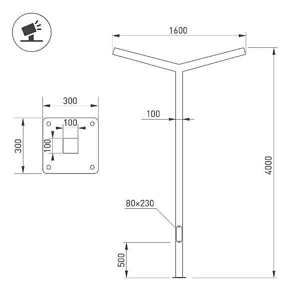 Опора Arlight OXOR-STER-Y-2000x100x100-L4000-50W Warm3000 051422