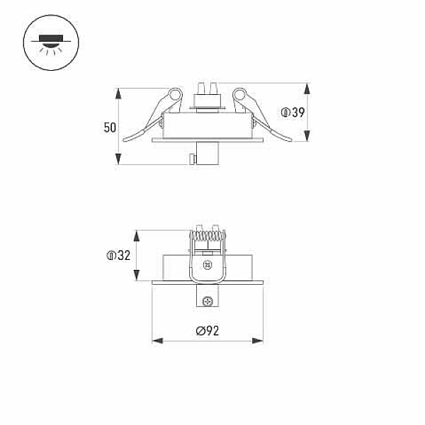 Чаша потолочная встраиваемая Arlight SPX-CANOPY-R90-C6.5 (BK) 046017(1)