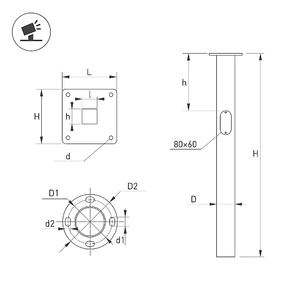 Закладная деталь Arlight OXOR-EP1-D108-L1000 (BK) 051605