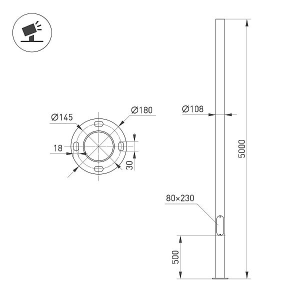 Опора фланцевая Arlight OXOR-OT1-D108-L5000 (BK) 053029