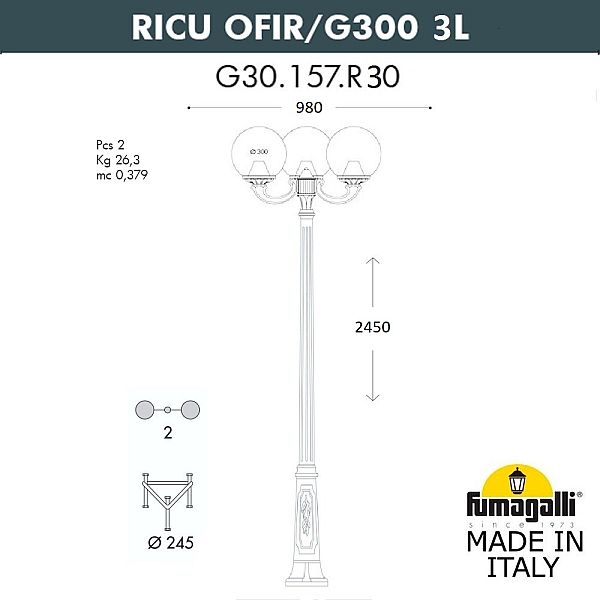 Парковый светильник Fumagalli Globe G30.157.R30.AYF1R