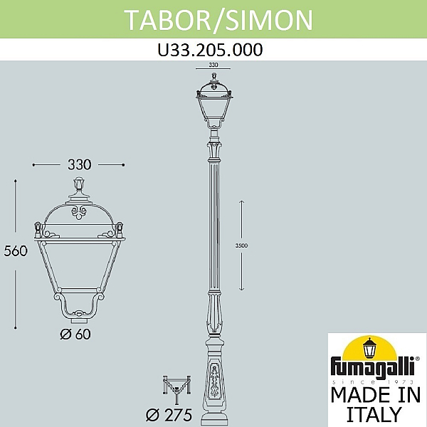 Парковый фонарь Fumagalli Simon U33.205.000.AYH27