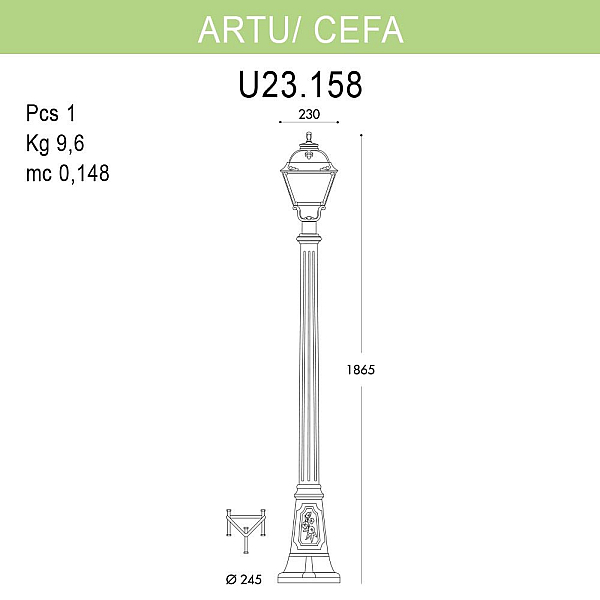 Уличный фонарь Fumagalli Artu/Cefa U23.158.000.BYF1R