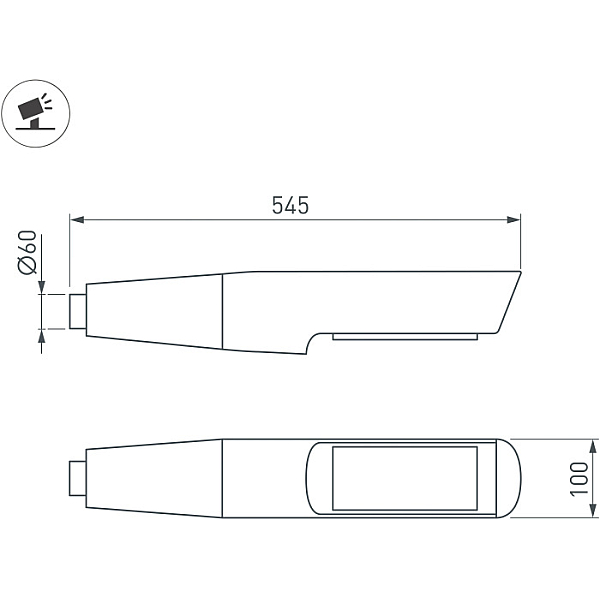 Уличный светильник Arlight OXOR-NOXT(with bracket)-545x100-25W Day4000 (BK, 120 deg, 230V) IP65 052476