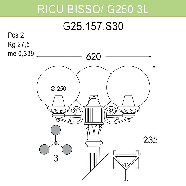 Уличный фонарь Fumagalli Ricu Bisso/G250 G25.157.S30.WYE27