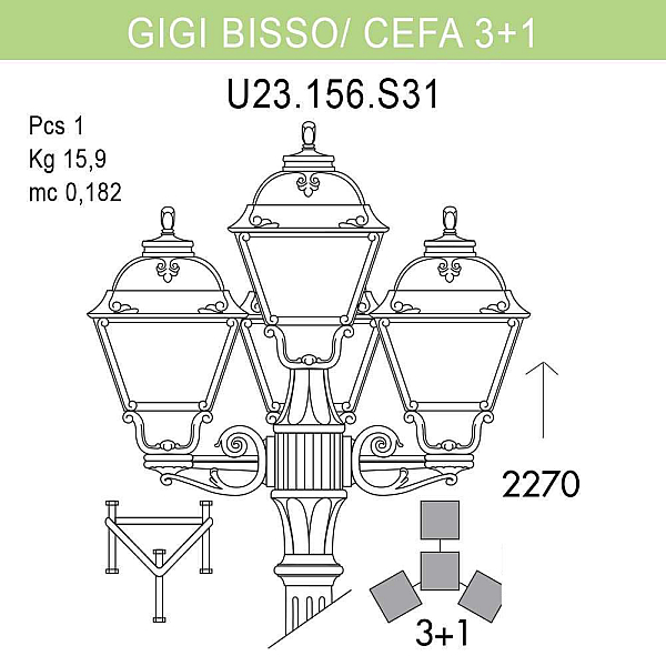 Уличный фонарь Fumagalli Gigi Bisso/Cefa 3+1 U23.156.S31.BXF1R