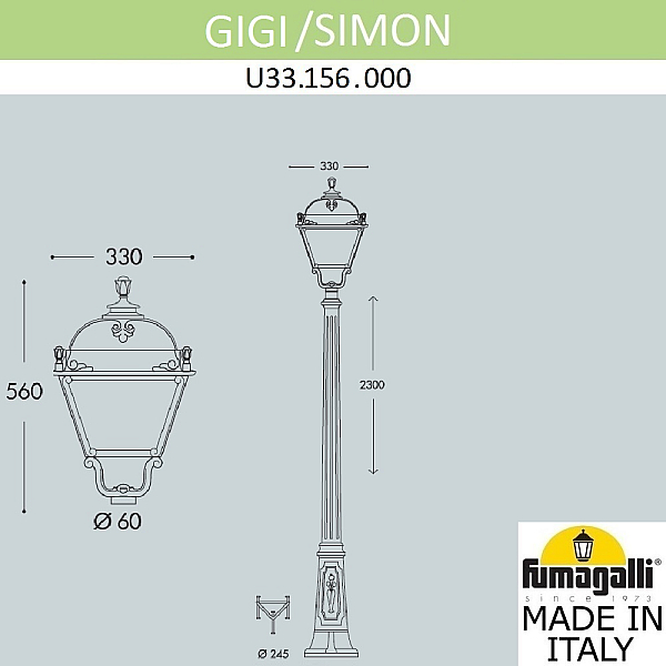 Садово-парковый светильник Fumagalli GIGI/SIMON U33.156.000.WYH27