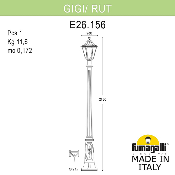 Садово-парковый светильник Fumagalli GIGI/RUT E26.156.000.AXE27