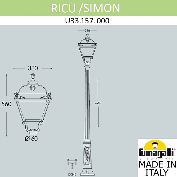 Садово-парковый светильник Fumagalli RICU/SIMON U33.157.000.WXH27