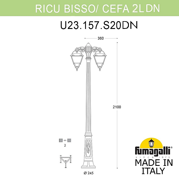 Садово-парковый светильник Fumagalli RICU BISSO/CEFA 2L DN U23.157.S20.WXE27DN