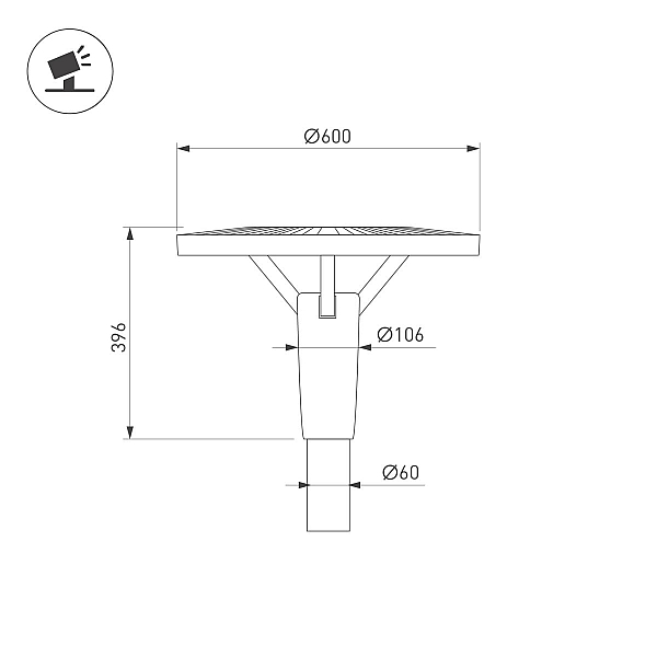 Уличный светильник Arlight OXOR-LEIS-LUZ-600x600x396-30W Day4000 (BK, 120 deg, 230V) IP65 058185