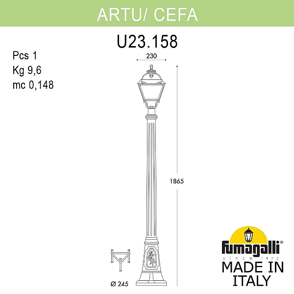 Садово-парковый светильник Fumagalli ARTU/CEFA U23.158.000.AYE27