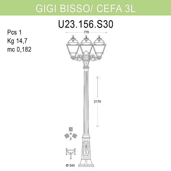 Уличный фонарь Fumagalli Gigi Bisso/Cefa 2L U23.156.S30.AXF1R