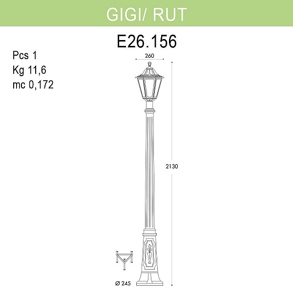 Уличный фонарь Fumagalli Gigi/Rut E26.156.000.AXF1R