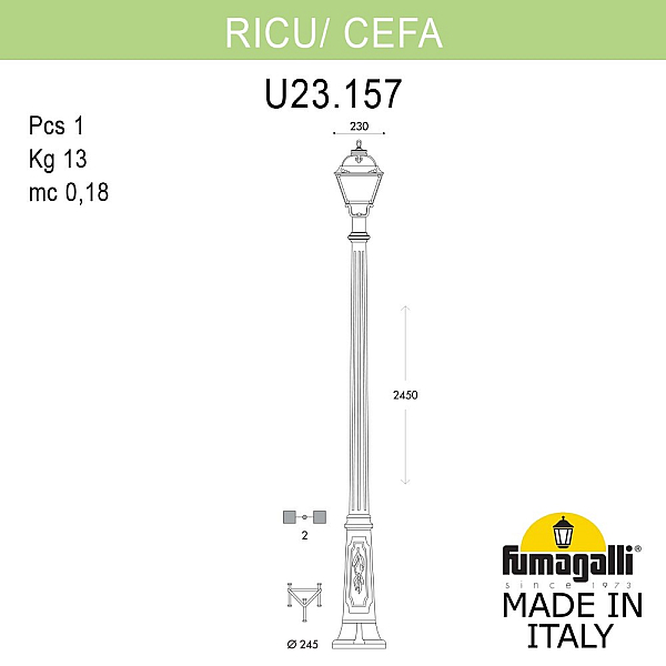 Садово-парковый светильник Fumagalli RICU/CEFA U23.157.000.AXE27