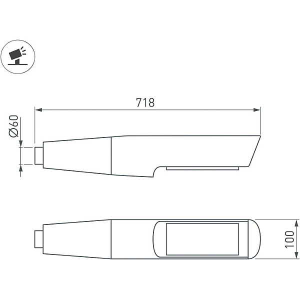 Уличный светильник Arlight OXOR-NOXT-EMP-718x100-50W Day4000 (BK, 120 deg, 230V) IP65 052480