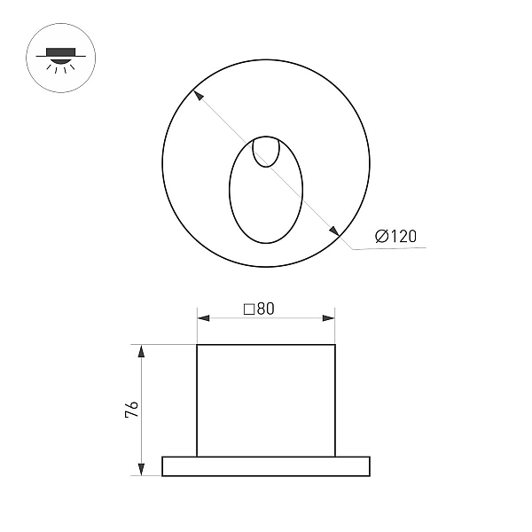 Светильник для ступеней Arlight LT-TIE-R120-3W Warm3000 (WH, 45x70 deg, 230V) (IP65 Бетон) 050872