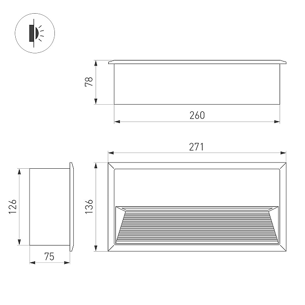 Светильник для ступеней Arlight LTD-RIBONIK-S271x136-10W Day4000 (Черный, 50 deg, 230V) (IP65 Металл) 056720