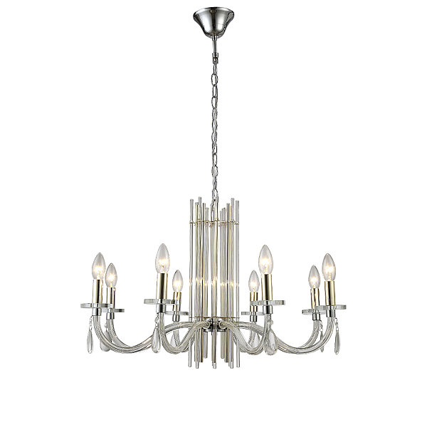 Подвесная люстра Crystal Lux AURELIO SP8 GOLD+CHROME/TRANSPARENT