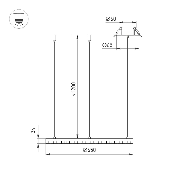 Подвесная люстра Arlight SP-DIAMOND-R650-36W Day4000 (WH, 45 deg, 230V, TRIAC) 054495