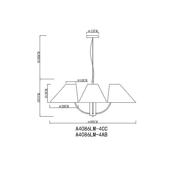 Подвесная люстра Arte Lamp Rondo A4086LM-4CC