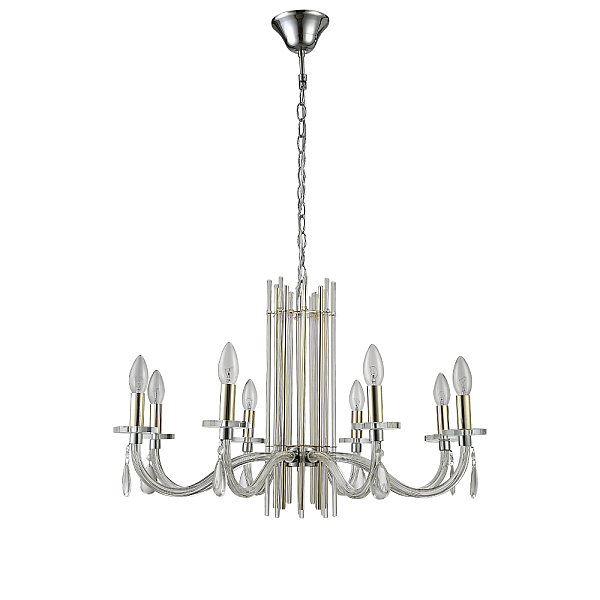 Подвесная люстра Crystal Lux AURELIO SP8 GOLD+CHROME/TRANSPARENT