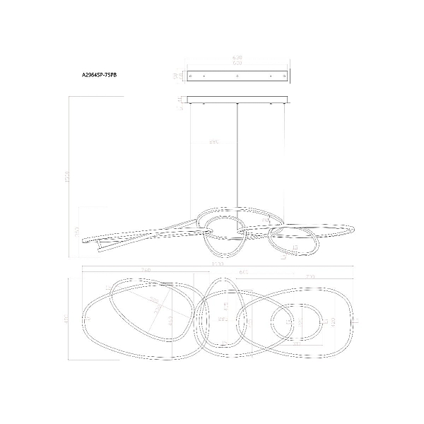 Подвесная люстра Arte Lamp ORACLE A2964SP-75PB
