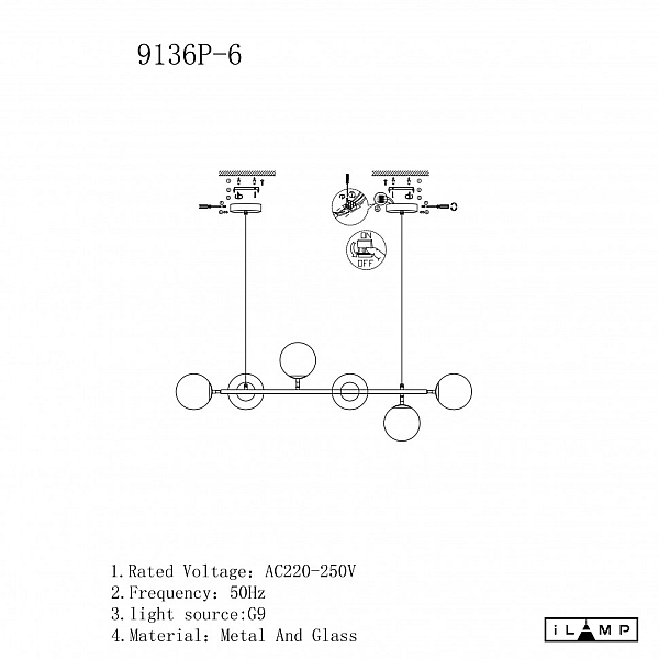 Подвесная люстра iLamp Golden 9136P/6 GL-WH