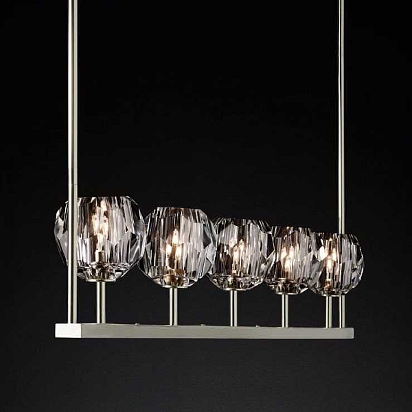 Подвесная люстра Imperium Loft Rh Boule De Cristal Linear Chandelier 5 Nickel 240205-22