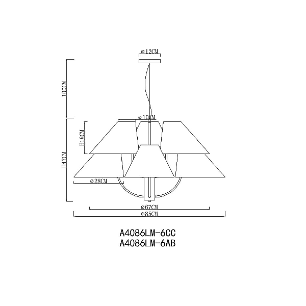 Подвесная люстра Arte Lamp Rondo A4086LM-6CC