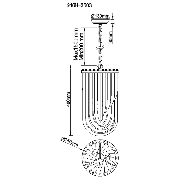Подвесная люстра Garda Decor 91GH-3503